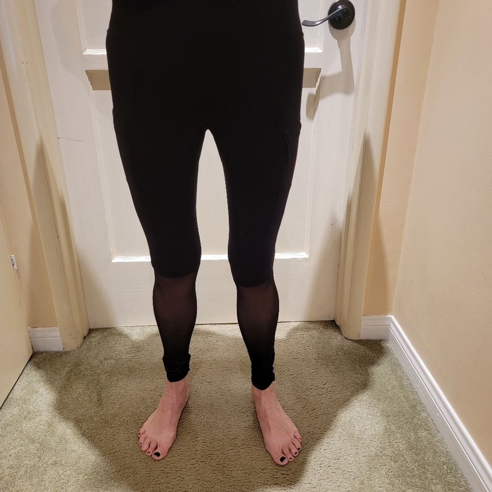 Soho Girls black leggings with sheer inset sides